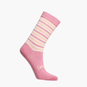 pink striped merino wool socks for women