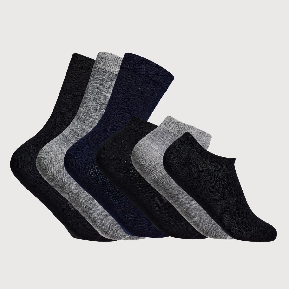 set of a mix of 7 pairs of merino wool socks for men nz design