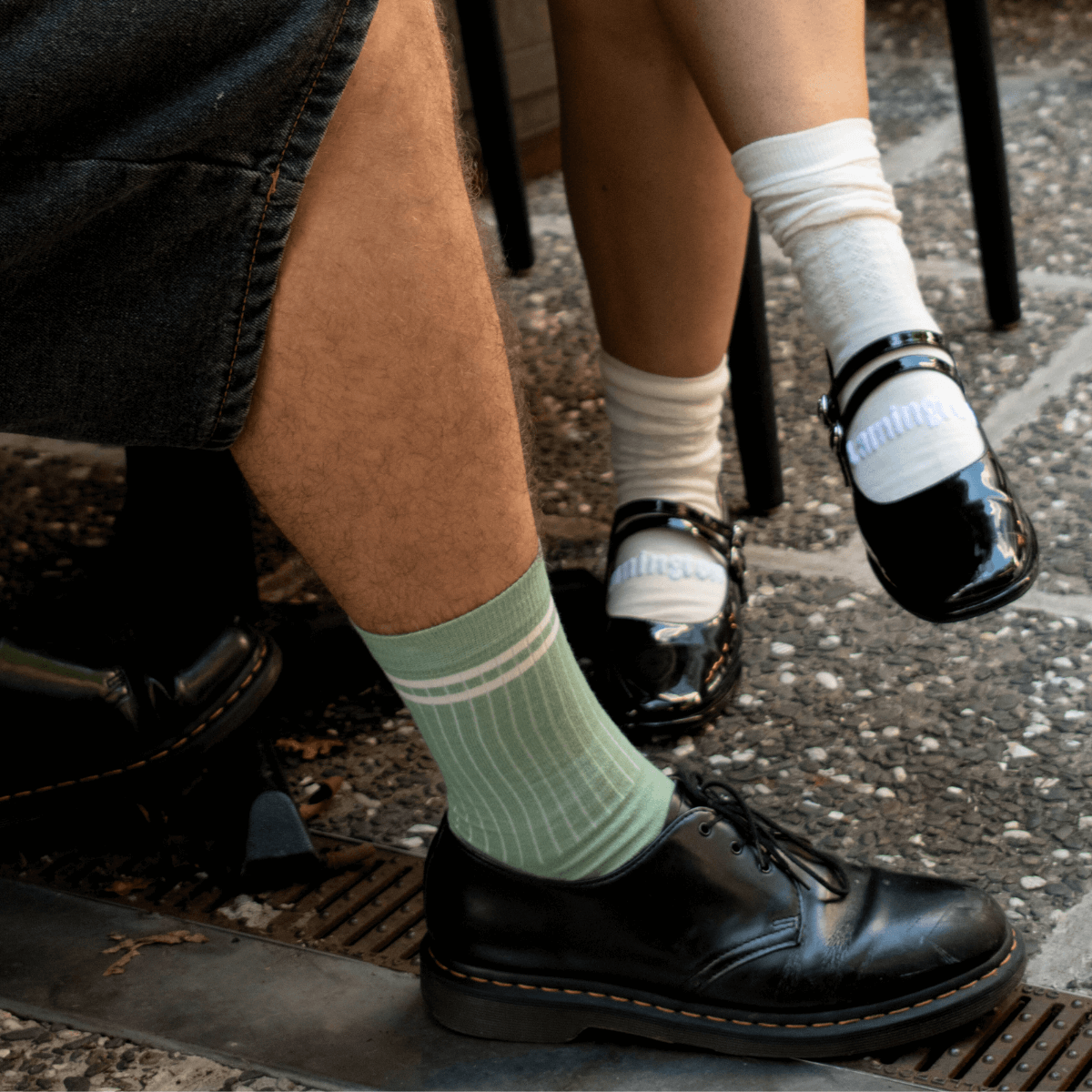 Mens merino wool crew socks light green by Lamington NZ