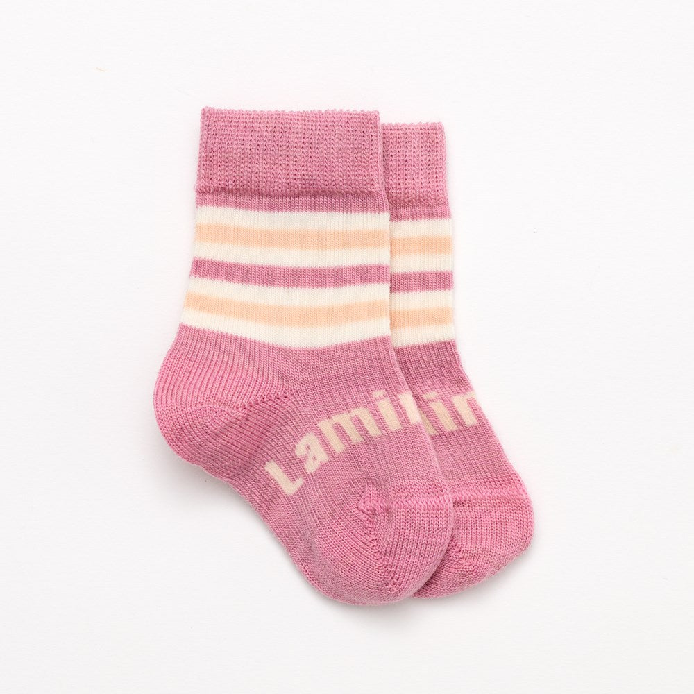 pink striped merino wool baby socks nz