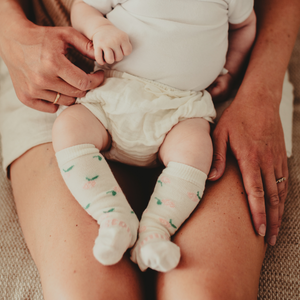 merino wool baby knee-high socks flowers nz au