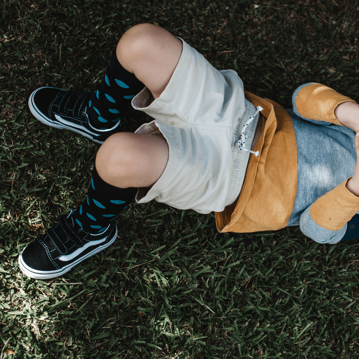 black with blue spots merino wool knee-high socks for children NZ