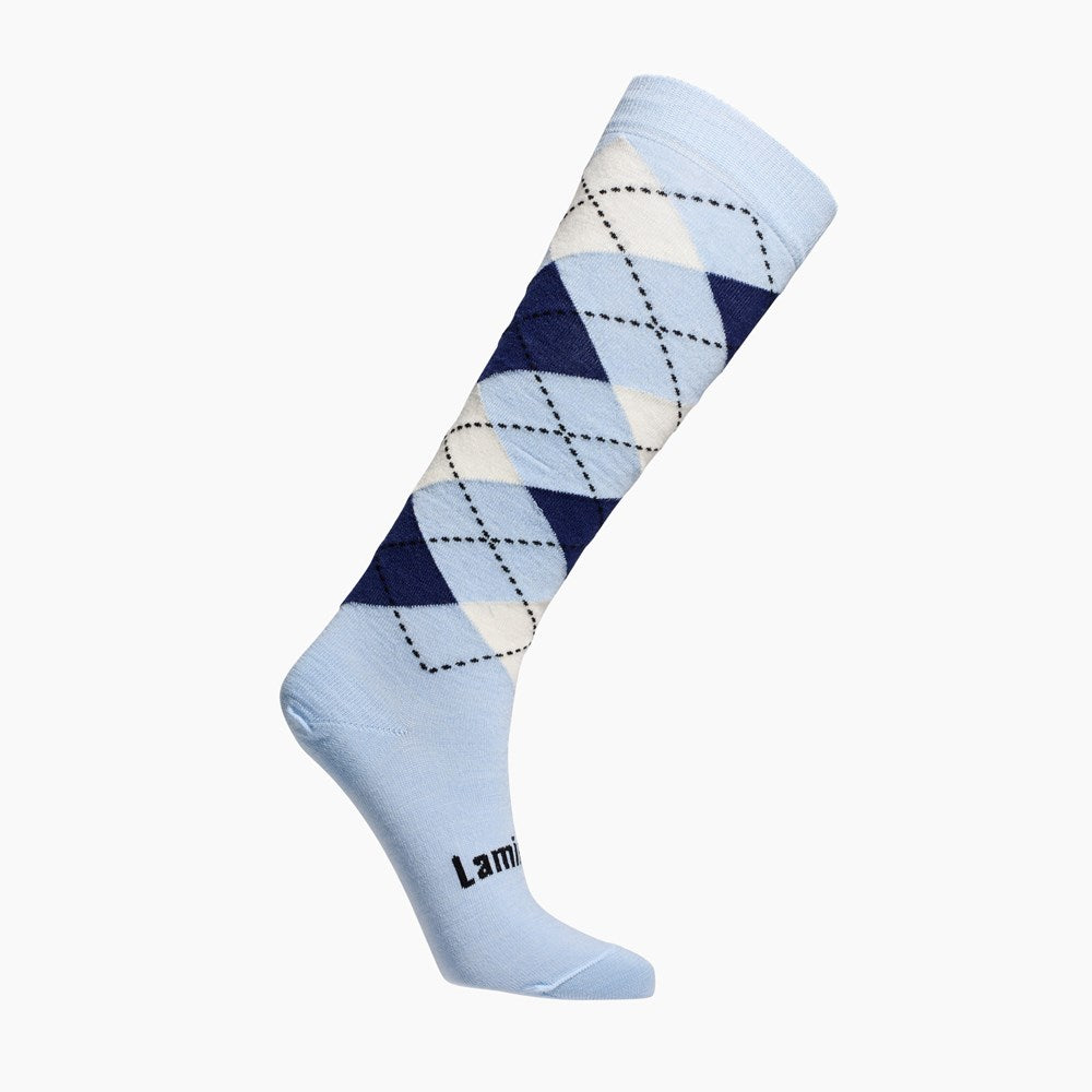 merino wool knee high socks for women in an argyle blue pattern nz